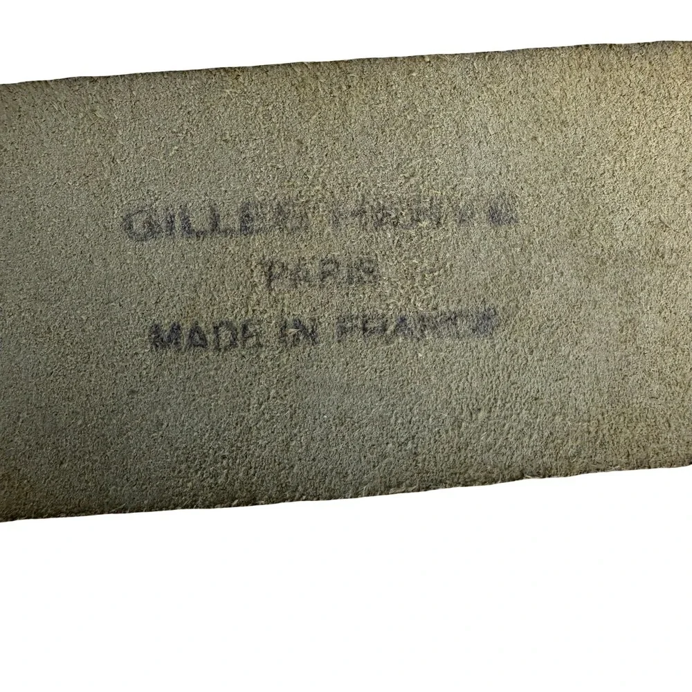 Gilles Herve Paris Vintage White Leather Belt Made in France Silver Buckle Wide